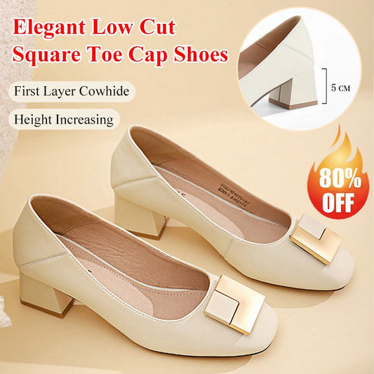 Genuine Soft Leather Dual Wearing Chunky Heels Anti-Fatigue Women's Shoes