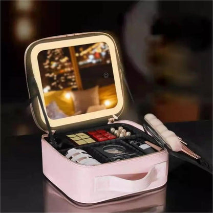 🎁Christmas 49% OFF⏳🎄Free Shipping🎁🎄Travel Makeup Organizer Bag with Light Up LED Mirror