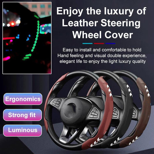 Luminous Car Napa Leather Four Seasons Anti-Slip Steering Wheel Cover