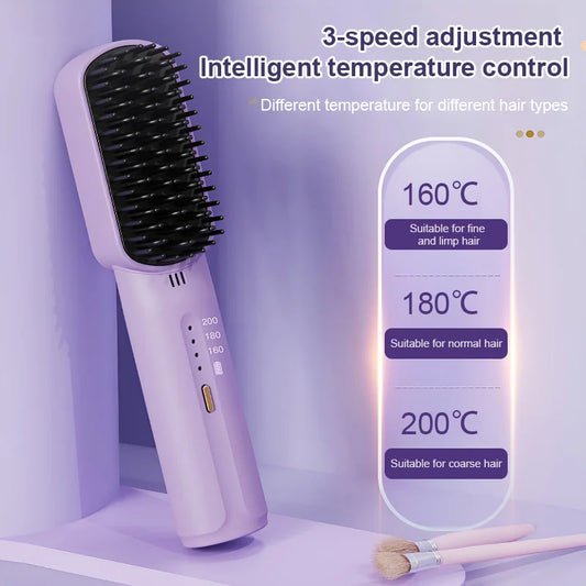 🎁New Gift💟Negative ions do not hurt hair-Portable cordless mini hair straightening comb