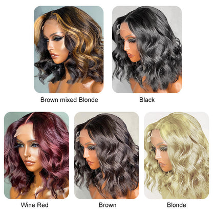 Glueless Mixed Blonde Short Bob Body Wave Wig For Women