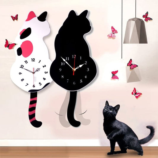 (❤️2023 Pre-Christmas Sale - 49% off❤️)Nordic Cat with Wagging Tail Wall Clock