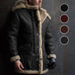 [warm gift] men’s vintage hooded suede leather fur coat