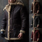 [warm gift] men’s vintage hooded suede leather fur coat