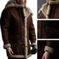 [warm gift] men’s vintage hooded suede leather fur coat