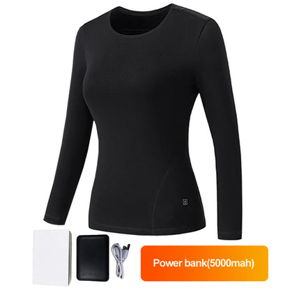 Nice gift*Thermal Fleece Underwear USB Electric Heating Suit With Power Bank