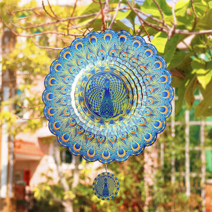 🎁[Creative Gift] 3D Rotating Wind Spinning Peacock Wind Chime