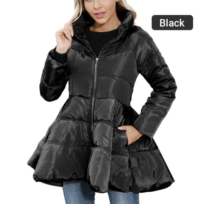 Ideal Gift - Winter Padded Coat Slim Stand Collar Women's Maxi Slim Waist Down Jacket